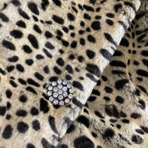 Елегантно палто с леопардов принт, дамско леопардово палто с косъм, пухкаво, еко, S, M, снимка 4 - Палта, манта - 43117202