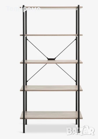 3 броя Етажерка VANDBORG 5 рафта цвят светъл дъб/черно, снимка 4 - Етажерки - 50599637
