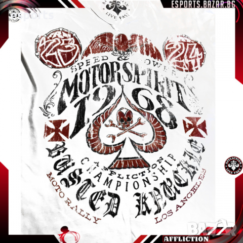 Мъжка тениска Affliction Motor Spirit White M Medium, снимка 1 - Тениски - 25976505