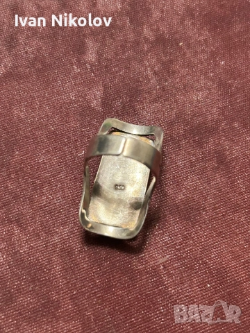 Дамски сребърен пръстен с кафяв яспис, снимка 5 - Пръстени - 52842079