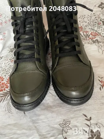 Маслинено зелени боти, снимка 3 - Дамски боти - 48679317