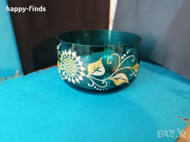 Ръчно рисувана стъклена купа, снимка 1