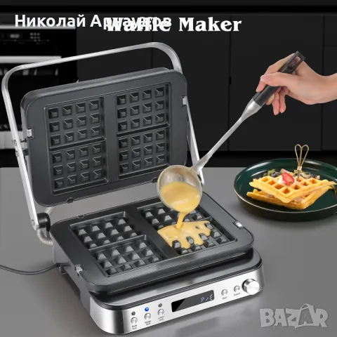 AMZCHEF машина 4 в 1 (контактна скара, решетка, гофретник, сандвичница) – 2000 W,, снимка 7 - Скари - 47955037