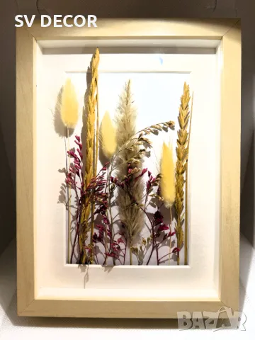 Красиви обемни рамки с декорация от суха растителност, снимка 3 - Декорация за дома - 49648819