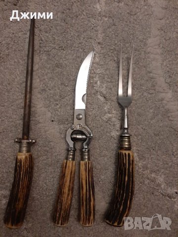 различни комплекти и ножове на солинген с рогови дръжки