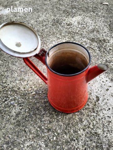 Стар емайлиран чайник кана, снимка 4 - Антикварни и старинни предмети - 43593744