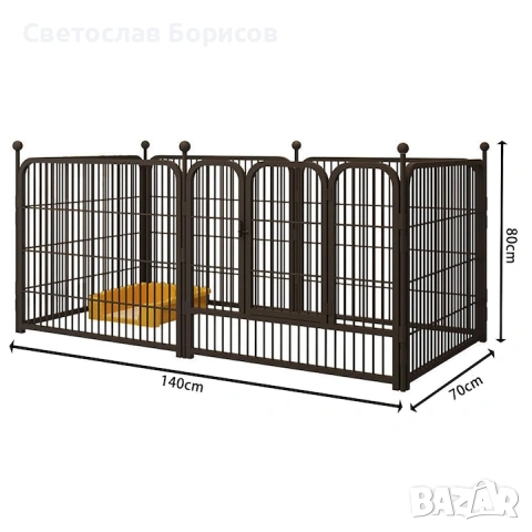 Клетка за животни, Latauar, Метал/Стомана, 6 панела, 70x80 см, Черна