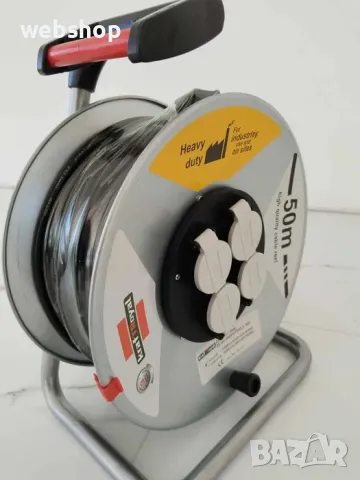 Електрически удължител с макара 50 метра и 4 гнезда, Сечение на кабела 3х2,5 кв мм, снимка 7 - Други инструменти - 48904265