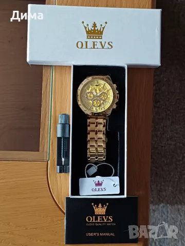 OLEVS Хронограф Многофункционален Кварц,Скелетен,Hollow Out,HD Светещ,3 АТМ,Автоматична дата,Ден , снимка 13 - Мъжки - 48358869
