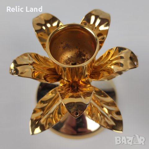 Малък свещник с 24k позлата, снимка 3 - Антикварни и старинни предмети - 43885714