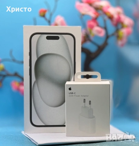 НОВ!!! Apple iPhone 15, 128GB, 5G, Black + подарък оригинален адаптер Apple 