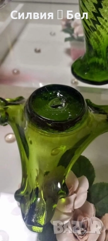 Арт зелено стъкло 💚 , снимка 8 - Антикварни и старинни предмети - 51588381
