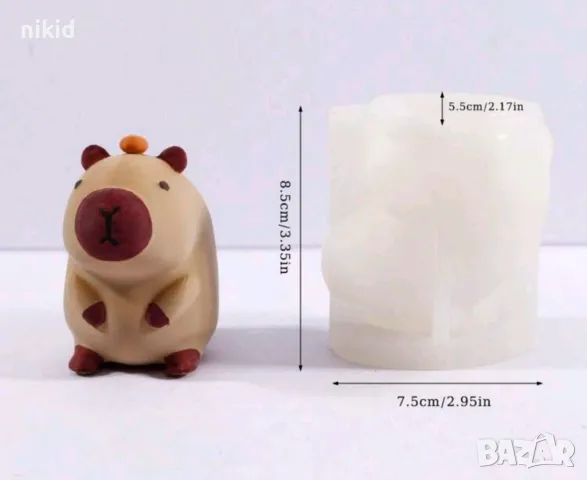 3d Капибара Capybara прав хамстер силиконов молд форма фондан шоколад гипс свещ смола, снимка 2 - Форми - 49956760
