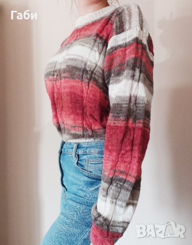 Ръчно плетена блуза, мохерна в три цвята, снимка 6 - Блузи с дълъг ръкав и пуловери - 27802296