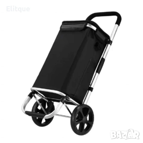 Количка за пазаруване в черен цвят – 40 л, водоустойчива, лека и удобна с 2 колела, снимка 3 - Други стоки за дома - 53240763