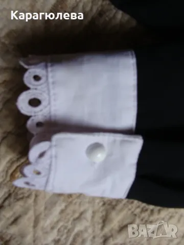 Черна рокля с бяла яка и маншети Adda, снимка 3 - Рокли - 47294494