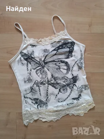 Нов Alt grunge cottagecore топ потник с пеперуди