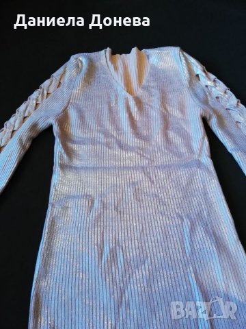 Розова блузка със сребрист ефект , снимка 2 - Блузи с дълъг ръкав и пуловери - 26710156