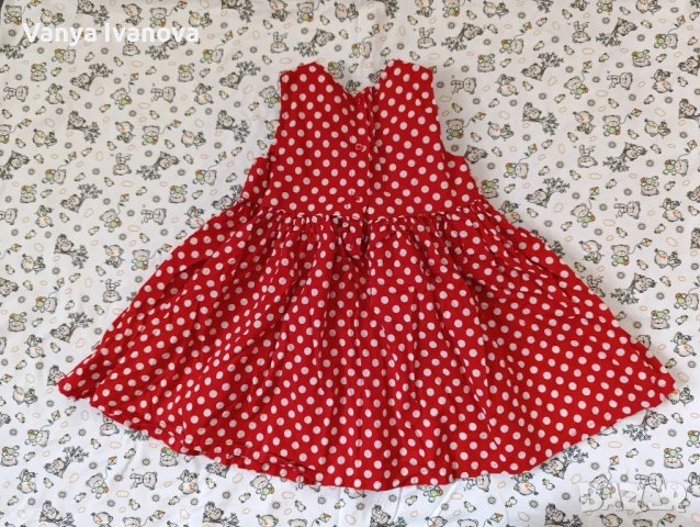 H&M червена рокля на точки 9-12 месеца, снимка 2 - Бебешки рокли - 49243555