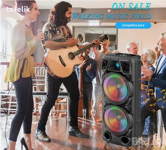 %Cobra Нова ZQS 8210 2х8 120W 6500mah 2 микрофона ПРЕНОСИМА КАРАОКЕ КОЛОНА От вносител 12 месеца гар