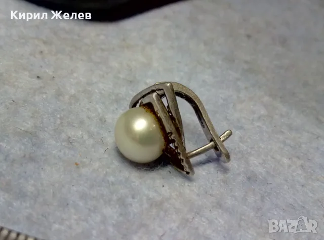 ШАРМАНТНА АНГЛИЙСКА ПЕРЛЕНА СРЕБЪРНА ОБЕЦА СРЕБРО 925 с БЯЛА ЕСТЕСТВЕНА ПЕРЛА / БИСЕР 48247, снимка 11 - Обеци - 49732850