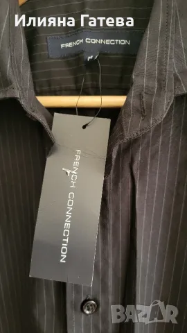 Нова черна мъжка риза с етикет French connection р-р М, снимка 3 - Ризи - 48336236