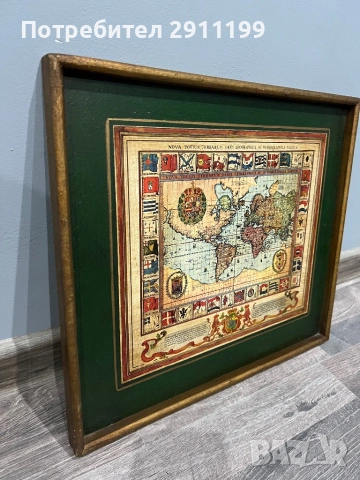 Картина с карта на света и на Европа, 2 бр., снимка 3 - Картини - 53395679