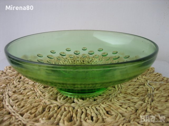 Ретро фруктиера зелено стъкло, снимка 4 - Други - 39409609