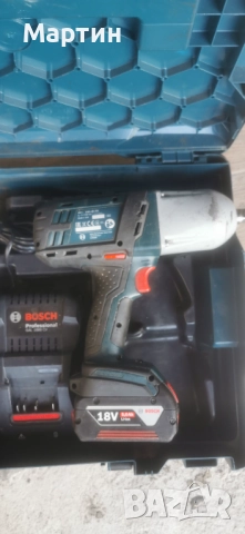)BOSCH GDS 18 V-Li HT Professional Акумулаторен ударен гайковерт 18 V 2x5 Ah 650 Nm 1/2, снимка 5 - Винтоверти - 52526602