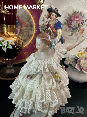 Volkstedt Фолкщед Germany  Curca 1945 (Älteste Volkstedter Porzellanmanufaktur) Dresden Lace , снимка 10 - Антикварни и старинни предмети - 52939094