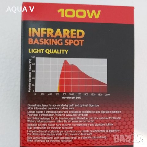 Крушка за терариум Exo Terra Infrared Basking Spot 100W, снимка 3 - Терариуми и оборудване - 38314134