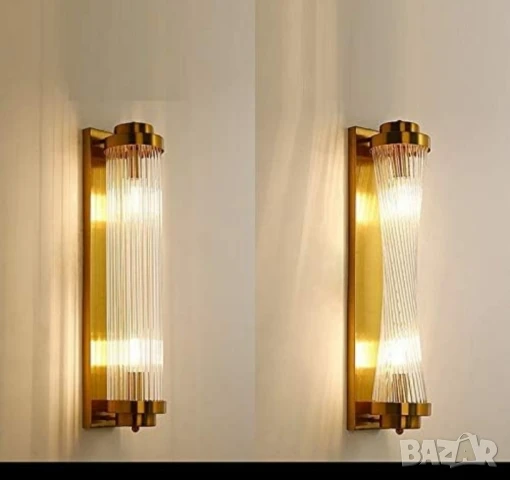 ПРОМО ! GOLD Луксозна стенна лампа с кристални абажури !, снимка 2 - Лампи за стена - 51226855