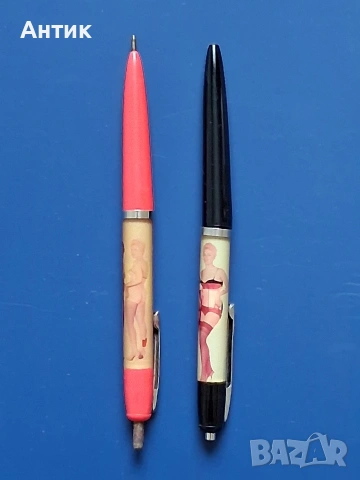 Две Стари Химикалки Събличащи Жени Еротика от Соца 70'те год., снимка 6 - Колекции - 53592373