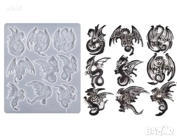 9 дракон змей силиконов молд форма фондан смола шоколад гипс декор украса