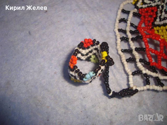 МЪНИСТЕНО ЦВЕТНО ХЕНД МЕЙД АРТ УКРАШЕНИЕ ГРИВНА с ПРЪСТЕН МНОГО ЕФЕКТНО БИЖУ 4575, снимка 7 - Бижутерийни комплекти - 37114880