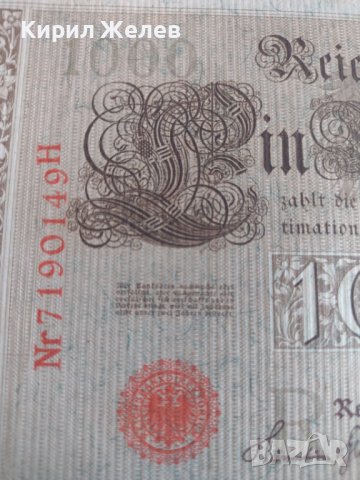 Райх банкнота 1000 марки 1910г. Германия перфектна за колекция 28302, снимка 4 - Нумизматика и бонистика - 37142557
