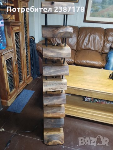 Масивна декоративна лампа от орех, снимка 4 - Настолни лампи - 32829927