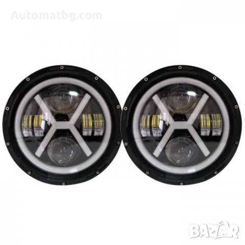 Комплект диодни халогени Automat, 60W, 12V, С мигач, Черен