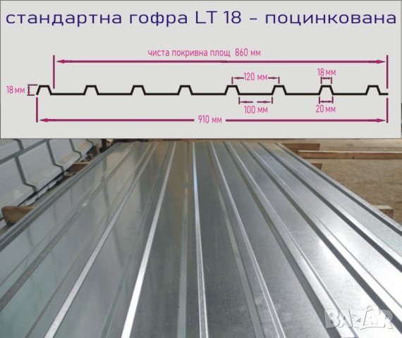 LT -ЛАМАРИНА с цинково покритие.. ПРОИЗВЕЖДАМ гофрирана ЛТ ламарина.. , снимка 8 - Строителни материали - 43307654