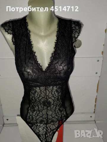 Марково боди с ластична мрежа и дантела