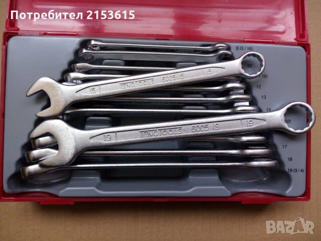 Teng Tools 12 броя Гаечни ключове комплект  8-19мм, снимка 3 - Ключове - 27618615