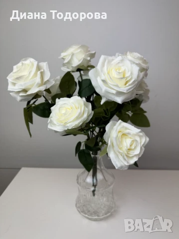 Изкуствени цветя роза с 9 или 10 глави, снимка 4 - Изкуствени цветя - 36558258