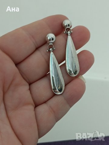 Красиви сребърни обеци маркирани Буква ЕЕ, снимка 2 - Обеци - 43923747