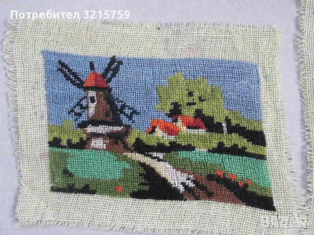 Ръчно шити малки гоблени-2 броя, снимка 2 - Антикварни и старинни предмети - 50303412