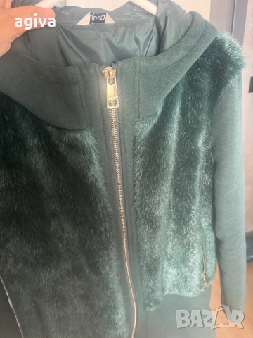 Вълнено палто Liu Jo размер 44 зелено, снимка 3 - Якета - 51474123