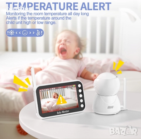 Нов OBVHNUA PTZ бебефон без wifi, 300 метра разстояние с видео и аудио 720P 4.3-инчов дисплей..., снимка 7 - Бебефони - 52261301