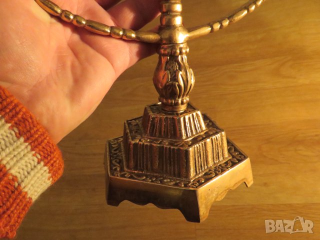 Голям бронзов свещник ханука  МЕНОРА  28х 29см. - еврейски седемсвещник - внос от Израел, Йерусалим, снимка 3 - Антикварни и старинни предмети - 35483515