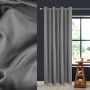 Декоративна затъмнена завеса с халки, сив релефен дизайн 140x260 см, снимка 1 - Пердета и завеси - 43960312