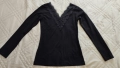 Черна нова блуза с V-образно деколте, S размер, снимка 1