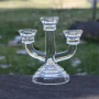 Стъклен троен свещник, снимка 2